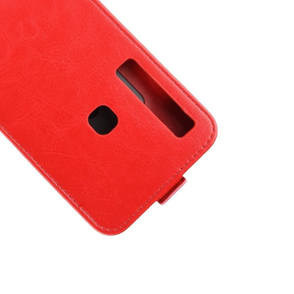 Вертикальный флип чехол книжка с откидыванием вниз для Samsung Galaxy A9 2018 SM-A920F - Красный