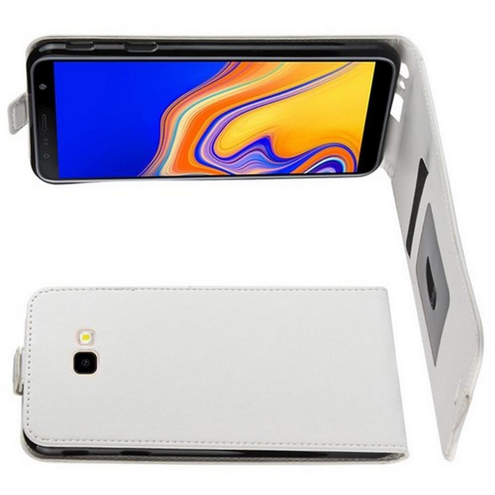 Вертикальный флип чехол книжка с откидыванием вниз для Samsung Galaxy J4 Plus SM-J415 - Белый