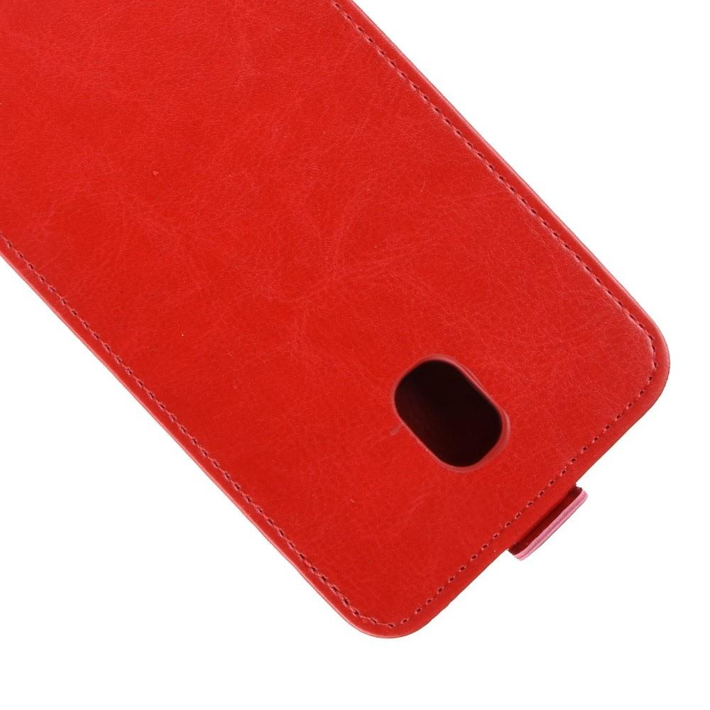 Вертикальный флип чехол книжка с откидыванием вниз для Samsung Galaxy J7 2018 - Красный