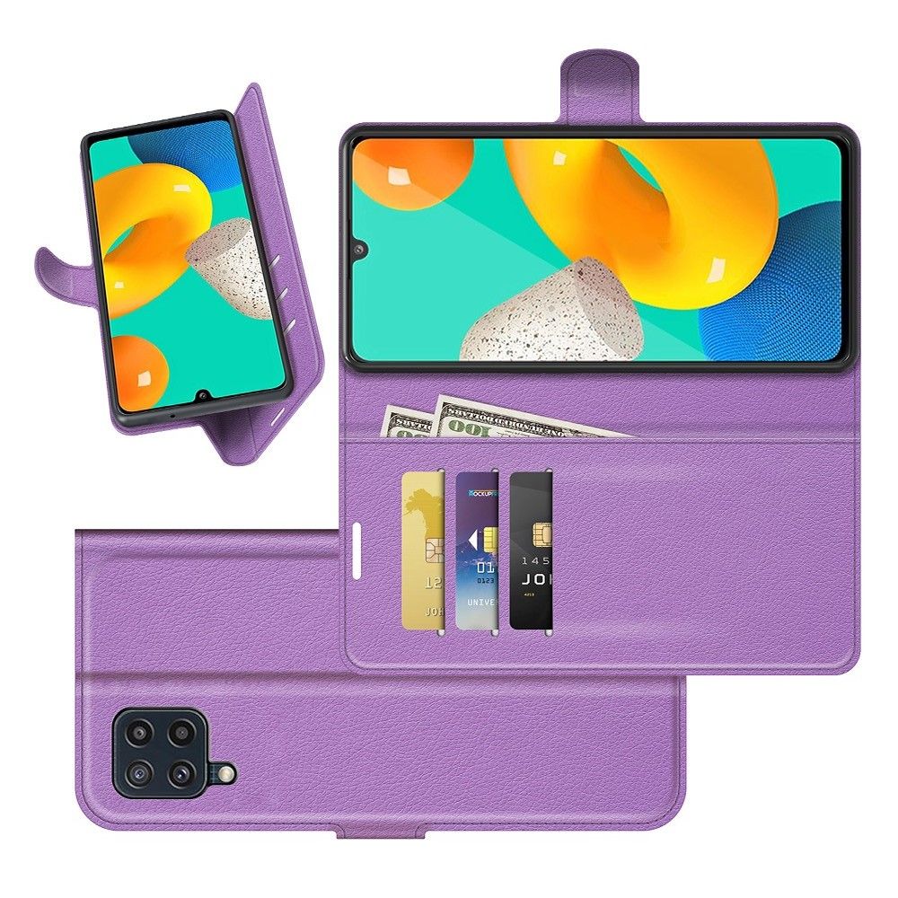 Вертикальный флип чехол книжка с откидыванием вниз для Samsung Galaxy M32 - Фиолетовый