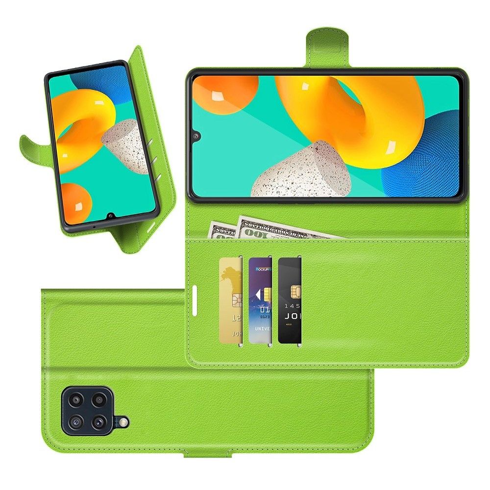 Вертикальный флип чехол книжка с откидыванием вниз для Samsung Galaxy M32 - Зеленый