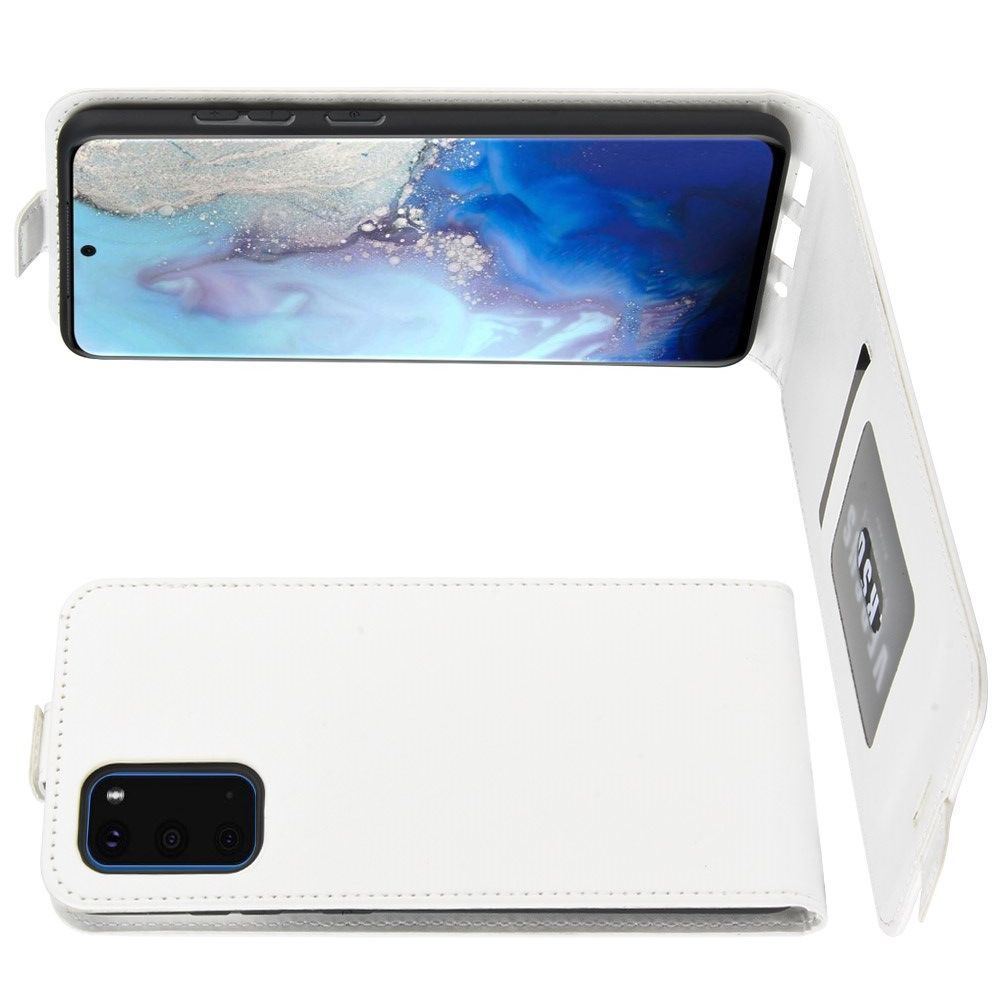 Вертикальный флип чехол книжка с откидыванием вниз для Samsung Galaxy S20 - Белый