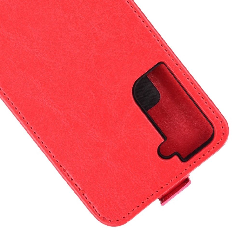 Вертикальный флип чехол книжка с откидыванием вниз для Samsung Galaxy S21 - Красный