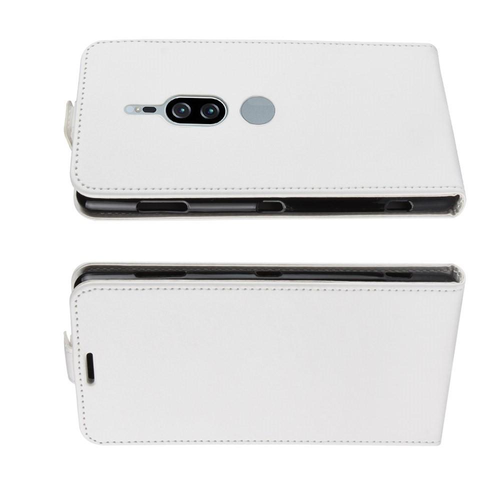 Вертикальный флип чехол книжка с откидыванием вниз для Sony Xperia XZ2 Premium - Белый