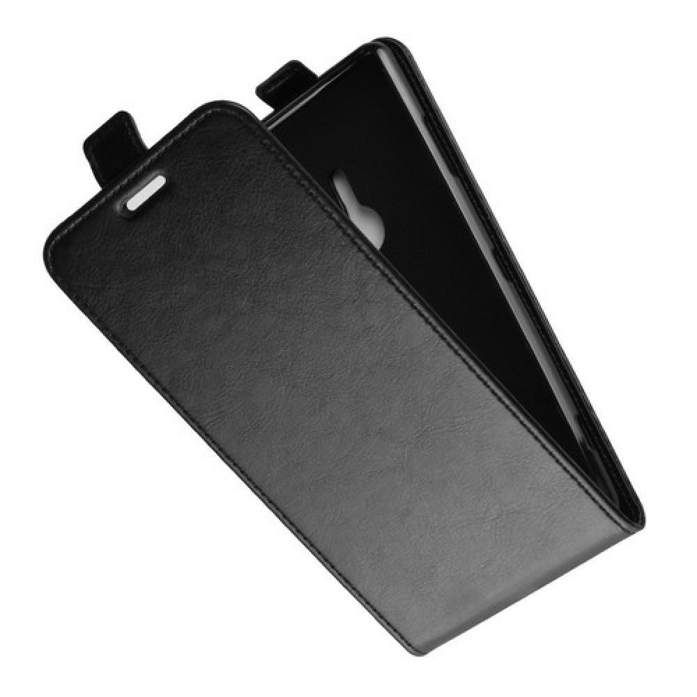Вертикальный флип чехол книжка с откидыванием вниз для Sony Xperia XZ3 - Черный