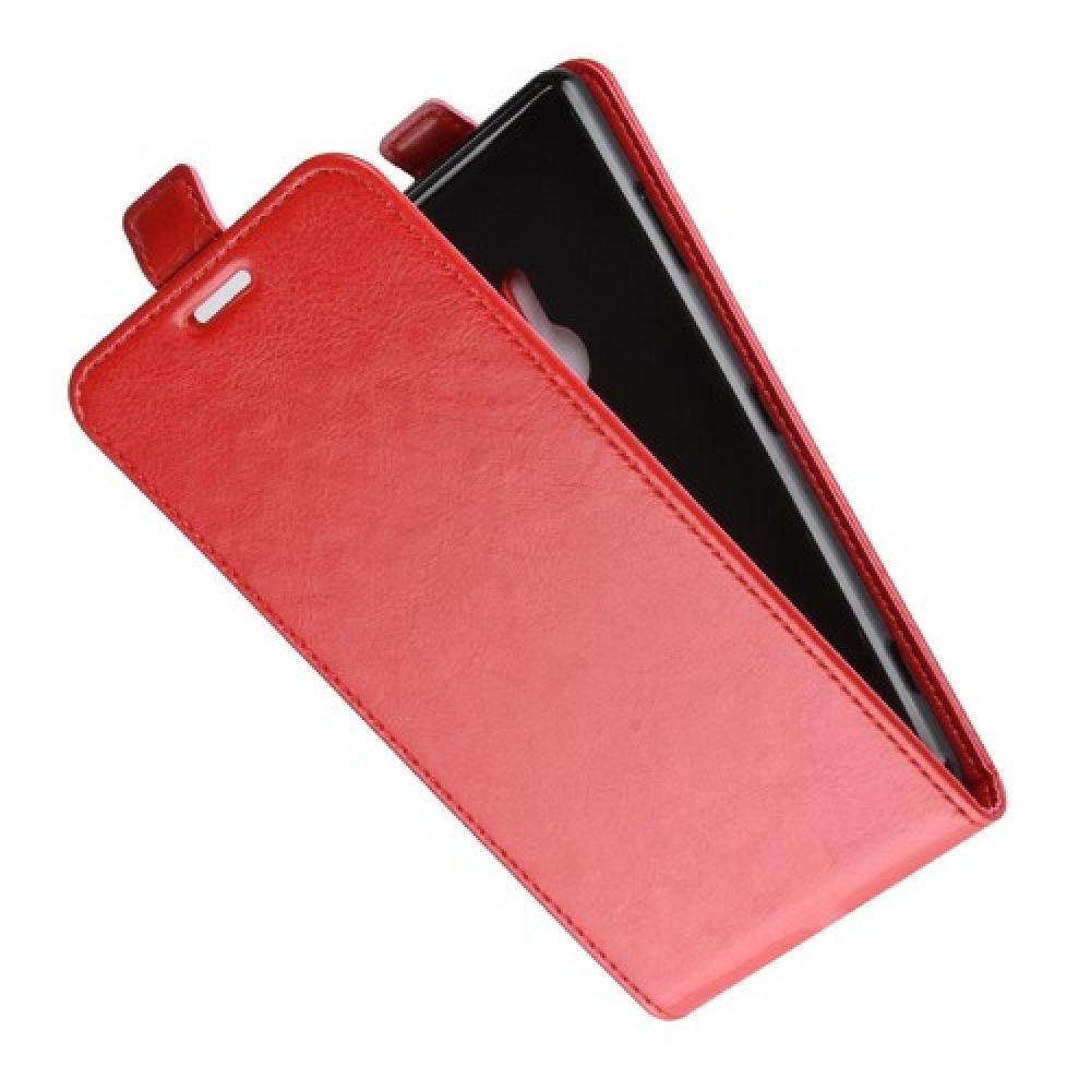 Вертикальный флип чехол книжка с откидыванием вниз для Sony Xperia XZ3 - Красный