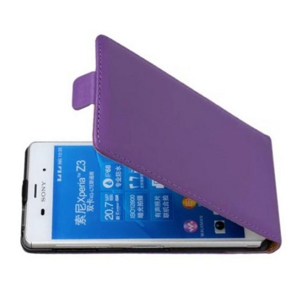 Вертикальный флип чехол книжка с откидыванием вниз для Sony Xperia Z3 - Фиолетовый