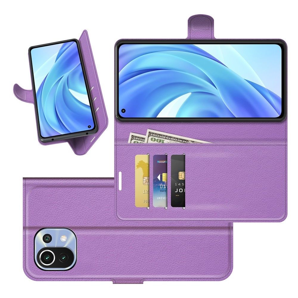 Вертикальный флип чехол книжка с откидыванием вниз для Xiaomi Mi 11 Lite - Фиолетовый