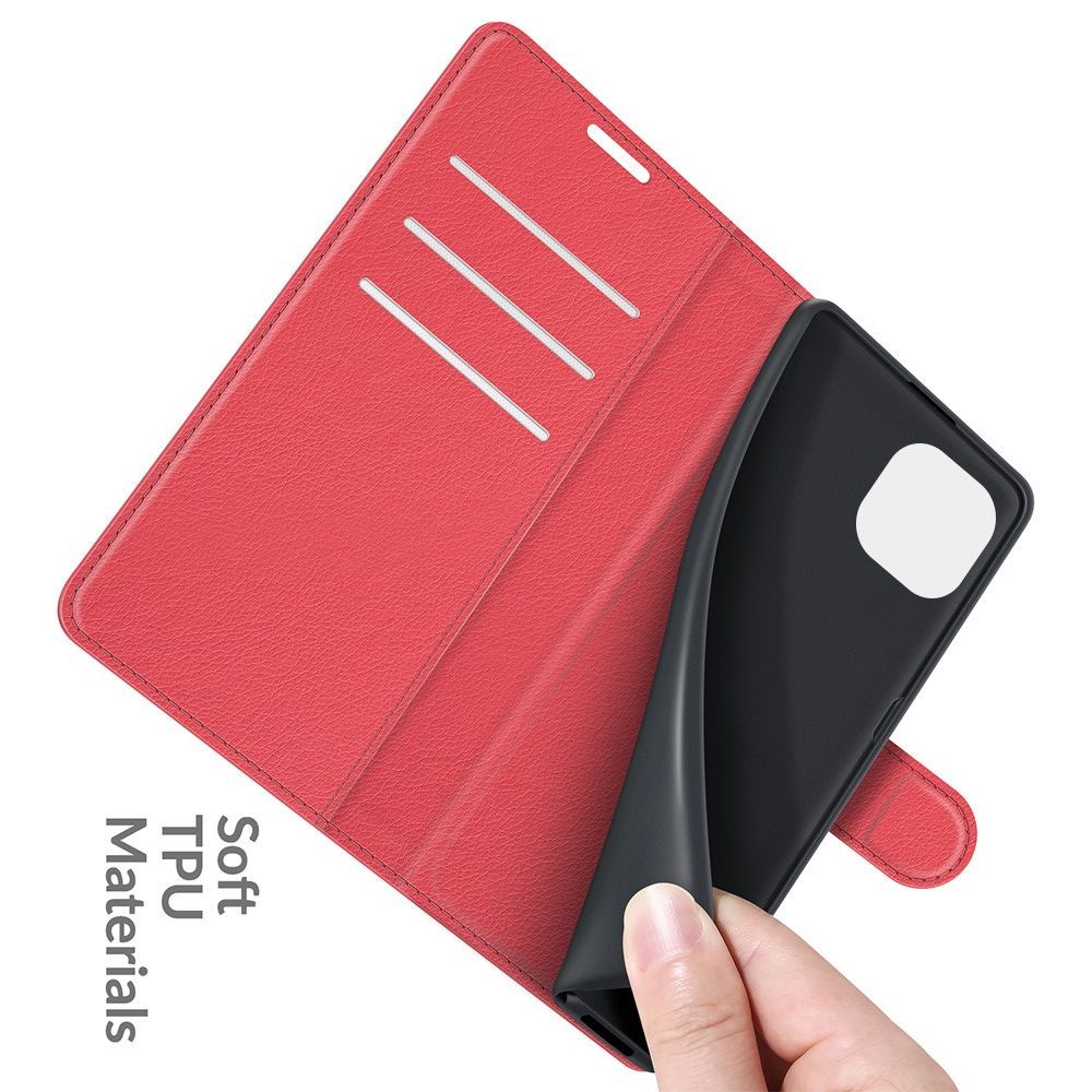 Вертикальный флип чехол книжка с откидыванием вниз для Xiaomi Mi 11 Lite - Красный