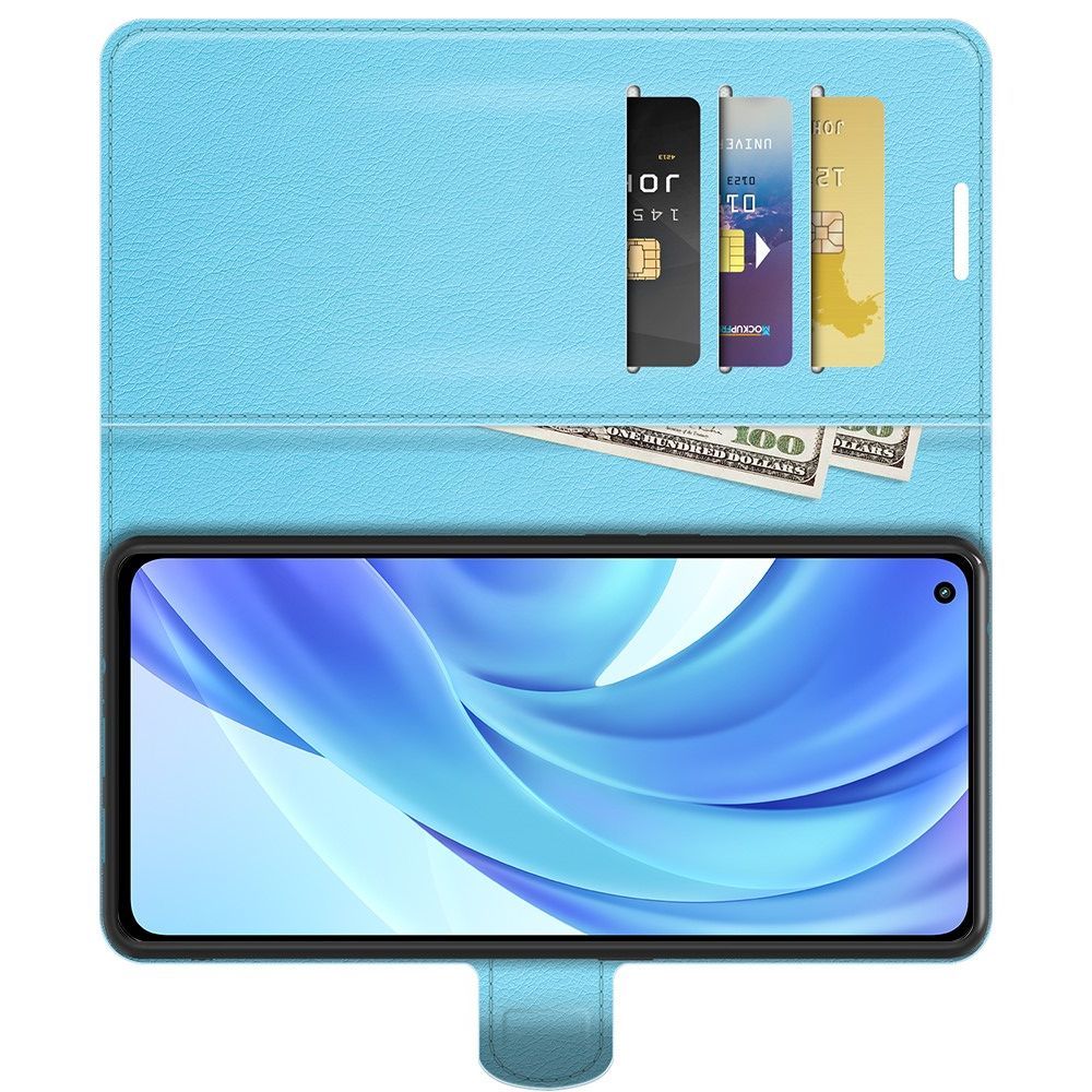 Вертикальный флип чехол книжка с откидыванием вниз для Xiaomi Mi 11 Lite - Синий