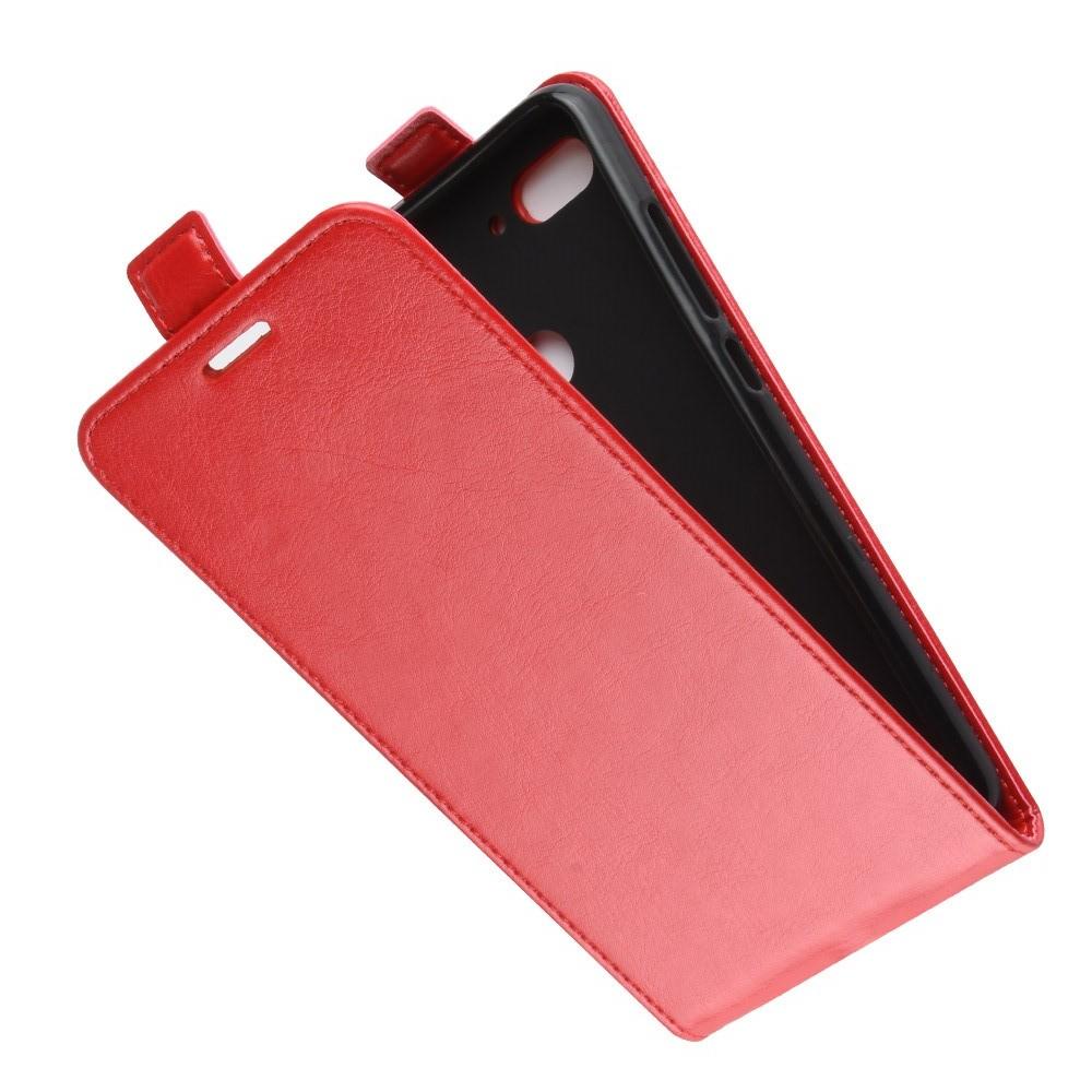 Вертикальный флип чехол книжка с откидыванием вниз для Xiaomi Mi 8 Lite - Красный
