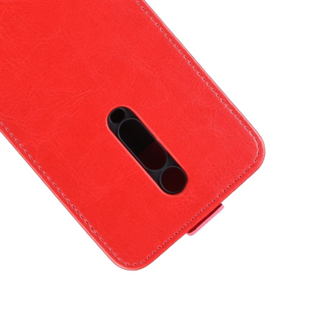 Вертикальный флип чехол книжка с откидыванием вниз для Xiaomi Mi 9T - Красный