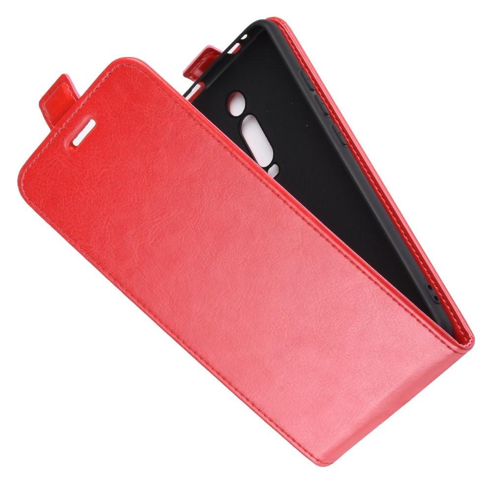 Вертикальный флип чехол книжка с откидыванием вниз для Xiaomi Mi 9T - Красный