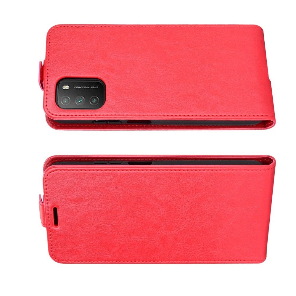 Вертикальный флип чехол книжка с откидыванием вниз для Xiaomi Poco M3 - Красный