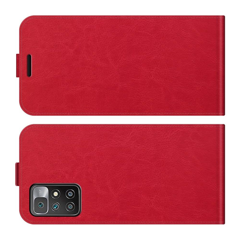 Вертикальный флип чехол книжка с откидыванием вниз для Xiaomi Redmi 10 - Красный