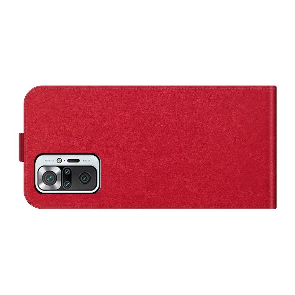 Вертикальный флип чехол книжка с откидыванием вниз для Xiaomi Redmi Note 10 Pro - Красный
