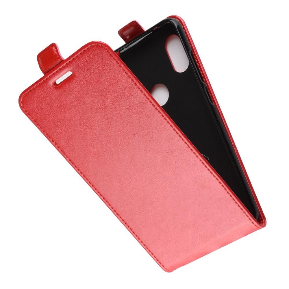 Вертикальный флип чехол книжка с откидыванием вниз для Xiaomi Redmi Note 6 / Note 6 Pro - Красный