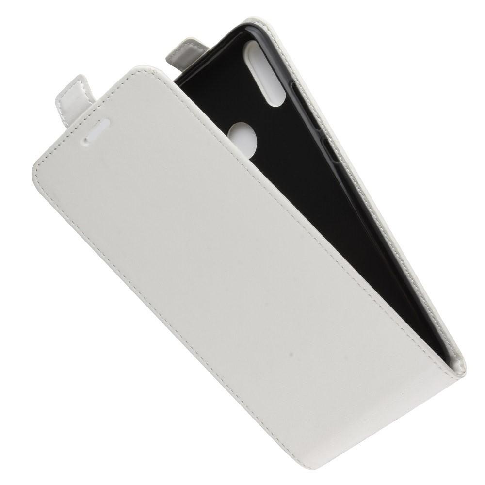Вертикальный флип чехол книжка с откидыванием вниз для Xiaomi Redmi Note 7 / Note 7 Pro - Белый