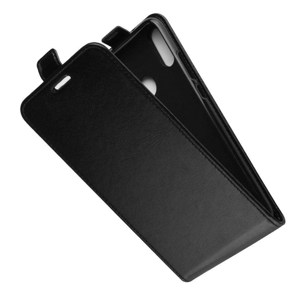 Вертикальный флип чехол книжка с откидыванием вниз для Xiaomi Redmi Note 7 / Note 7 Pro - Черный