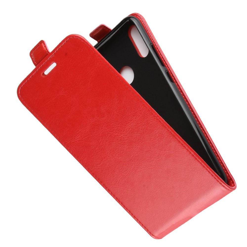 Вертикальный флип чехол книжка с откидыванием вниз для Xiaomi Redmi Note 7 / Note 7 Pro - Красный
