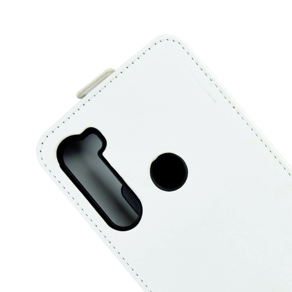 Вертикальный флип чехол книжка с откидыванием вниз для Xiaomi Redmi Note 8 - Белый