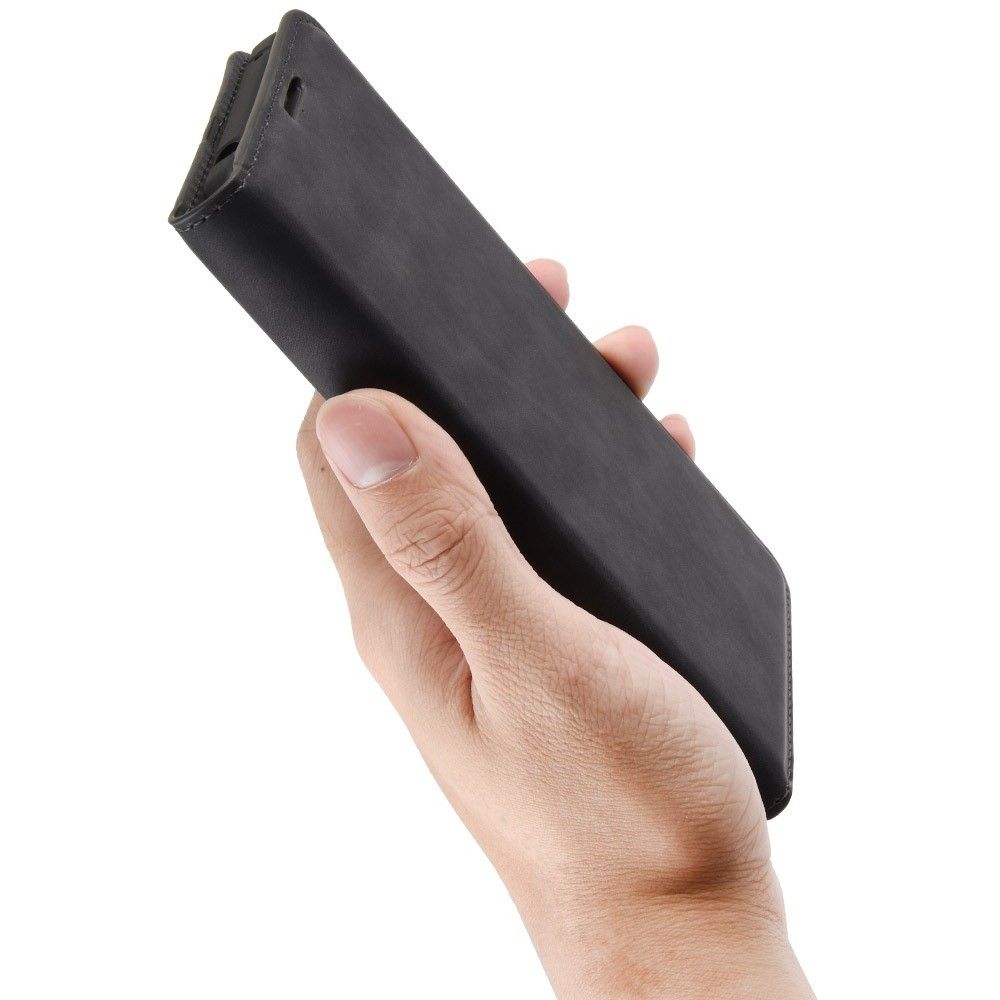 Вертикальный флип чехол книжка с откидыванием вниз для Xiaomi Redmi Note 9 - Черный