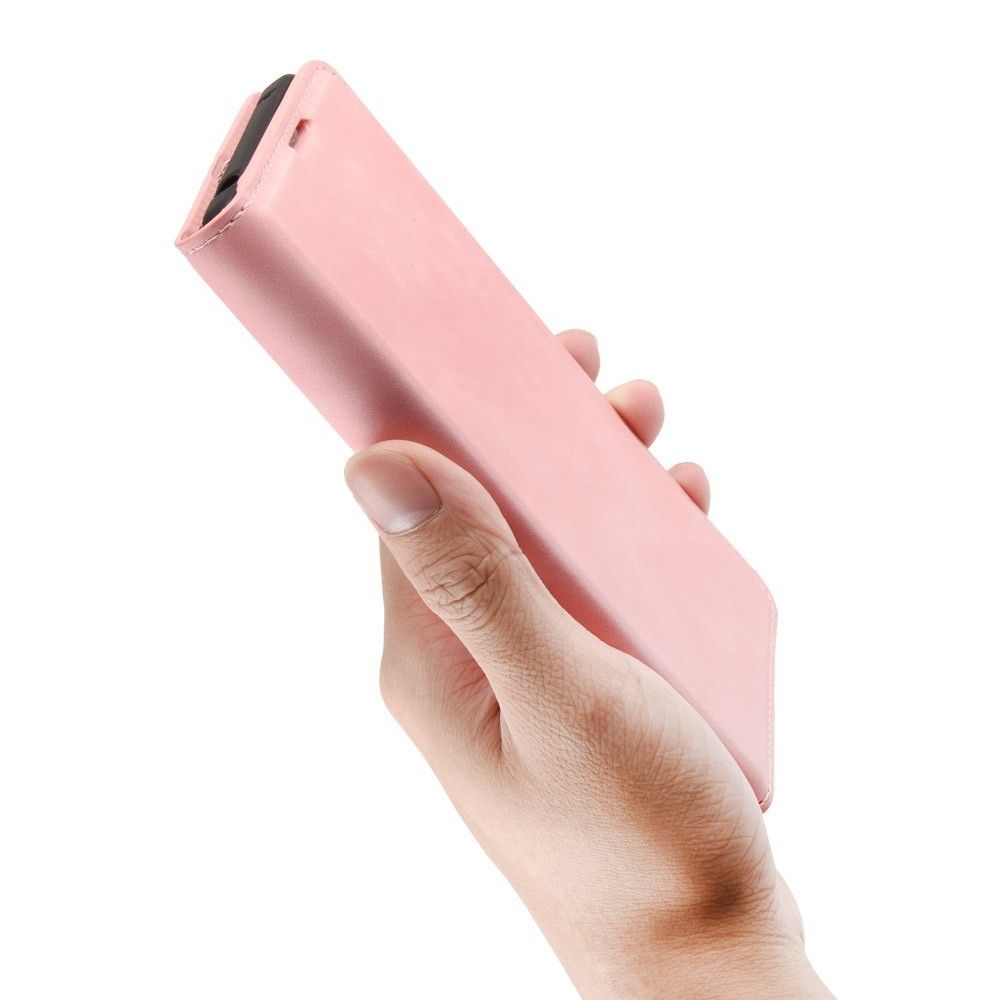 Вертикальный флип чехол книжка с откидыванием вниз для Xiaomi Redmi Note 9 - Светло Розовый