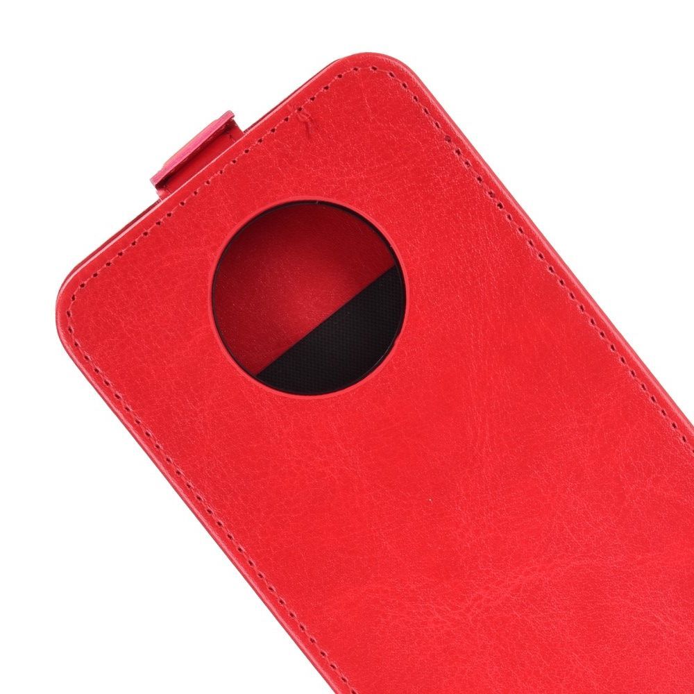 Вертикальный флип чехол книжка с откидыванием вниз для Xiaomi Redmi Note 9T - Красный