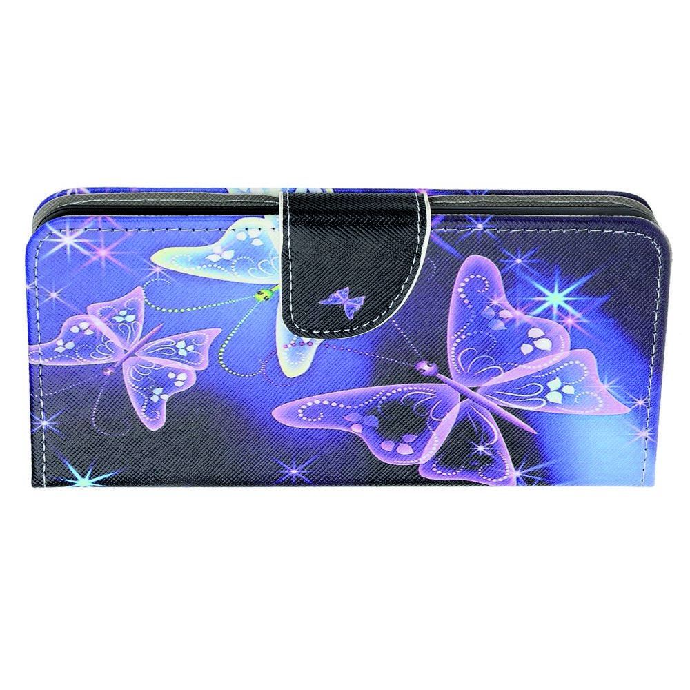 Защитный Флип Чехол для Samsung Galaxy A20s в Виде Книжки с Рисунком Фиолетовые Бабочки