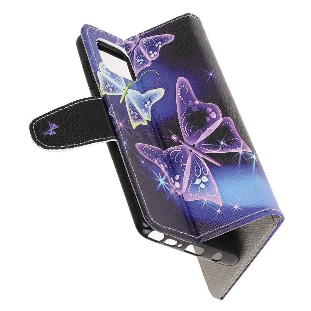 Защитный Флип Чехол для Samsung Galaxy Note 10 Lite в Виде Книжки с Рисунком Фиолетовые Бабочки