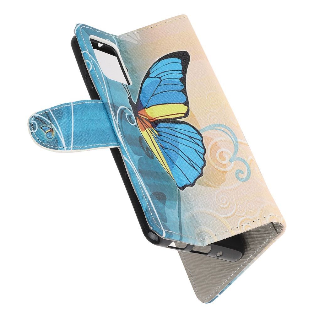 Защитный Флип Чехол для Samsung Galaxy S20 в Виде Книжки с Рисунком Голубая Бабочка