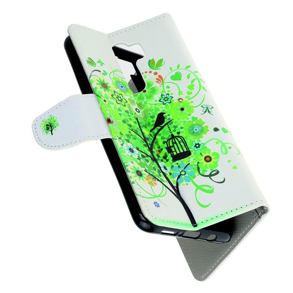 Защитный Флип Чехол для Xiaomi Redmi Note 8 Pro в Виде Книжки с Рисунком Зеленое Дерево