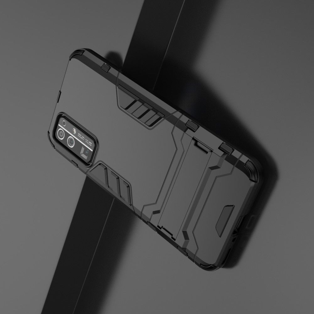 Защитный усиленный гибридный чехол противоударный с подставкой для Huawei Honor 30 Черный