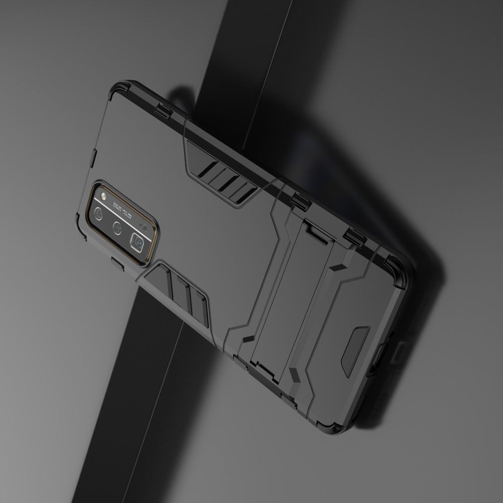 Защитный усиленный гибридный чехол противоударный с подставкой для Huawei Honor 30 Pro Черный