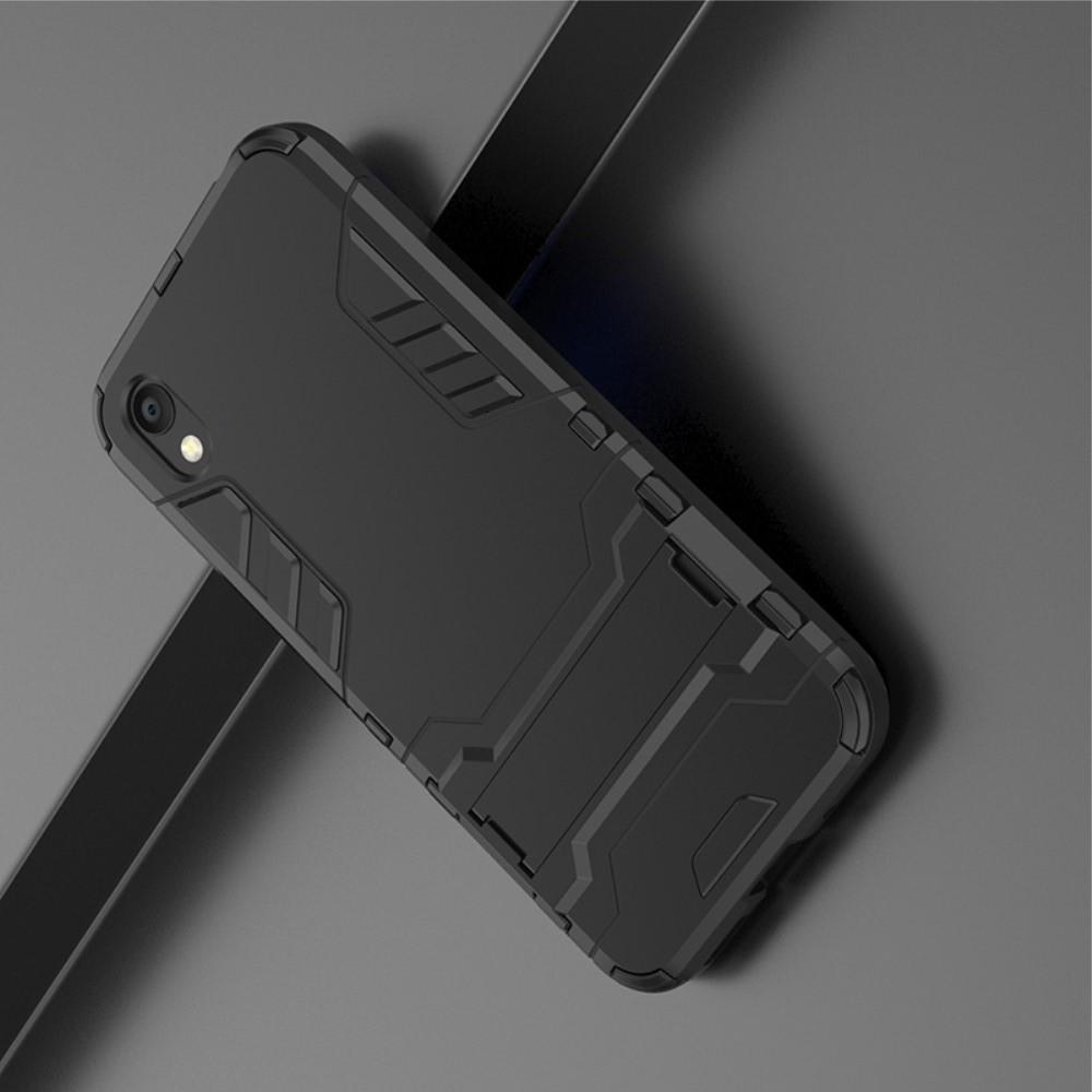 Защитный усиленный гибридный чехол противоударный с подставкой для Huawei Honor 8S / Y5 2019 Черный