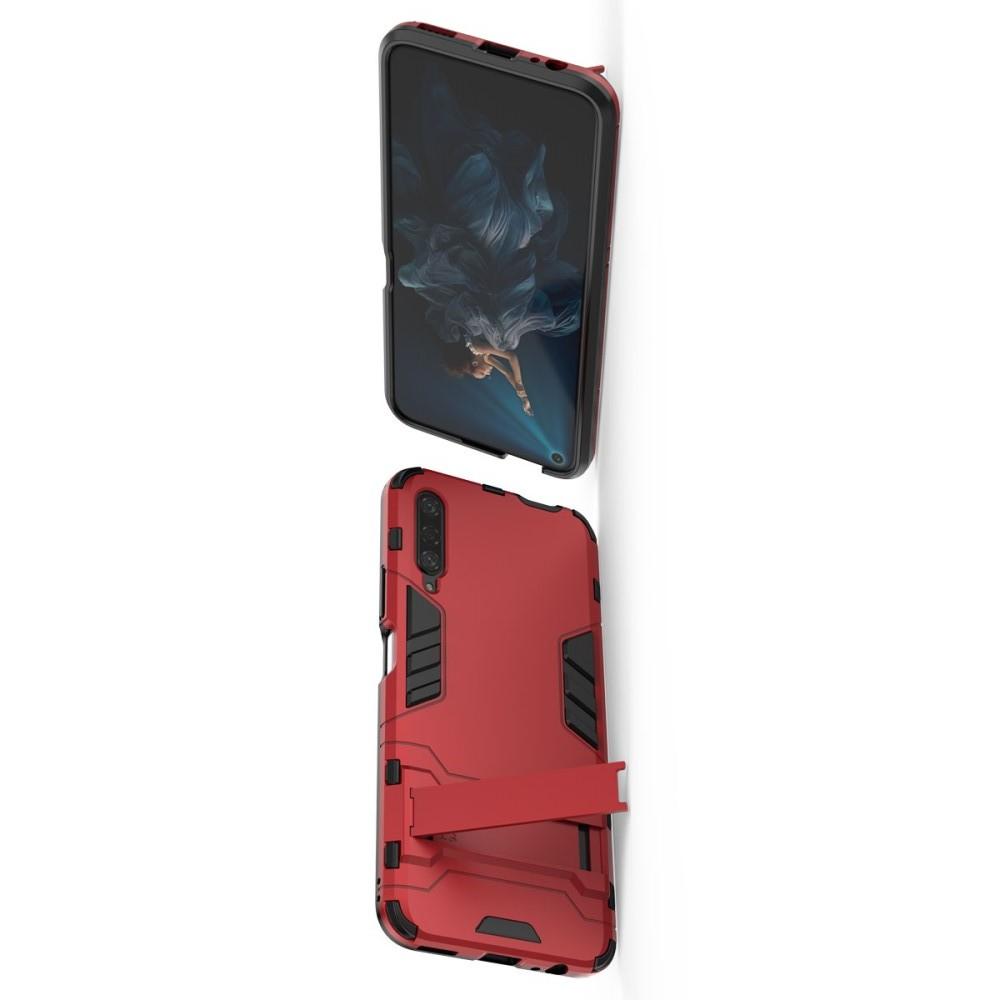 Защитный усиленный гибридный чехол противоударный с подставкой для Huawei Honor 9X Pro Красный