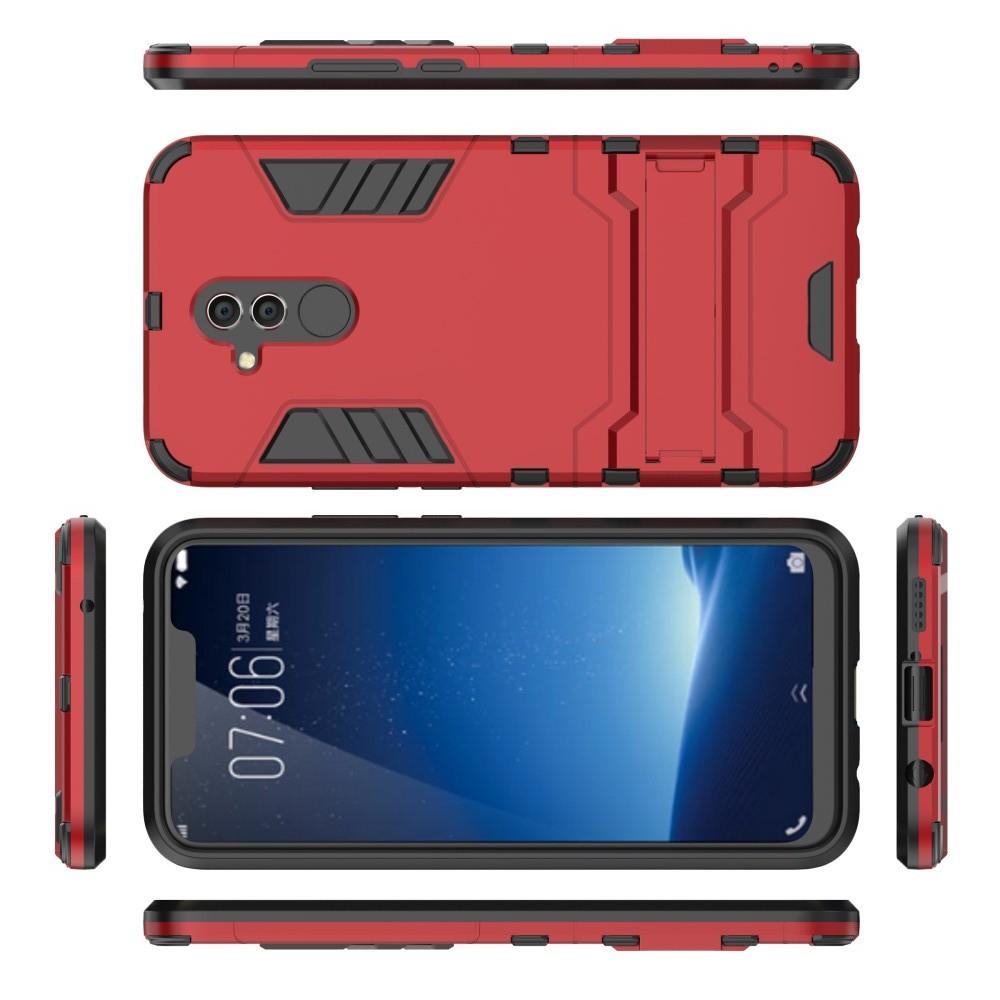 Защитный усиленный гибридный чехол противоударный с подставкой для Huawei Mate 20 Lite Красный