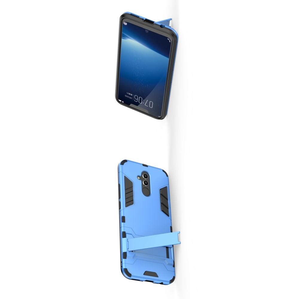 Защитный усиленный гибридный чехол противоударный с подставкой для Huawei Mate 20 Lite Голубой