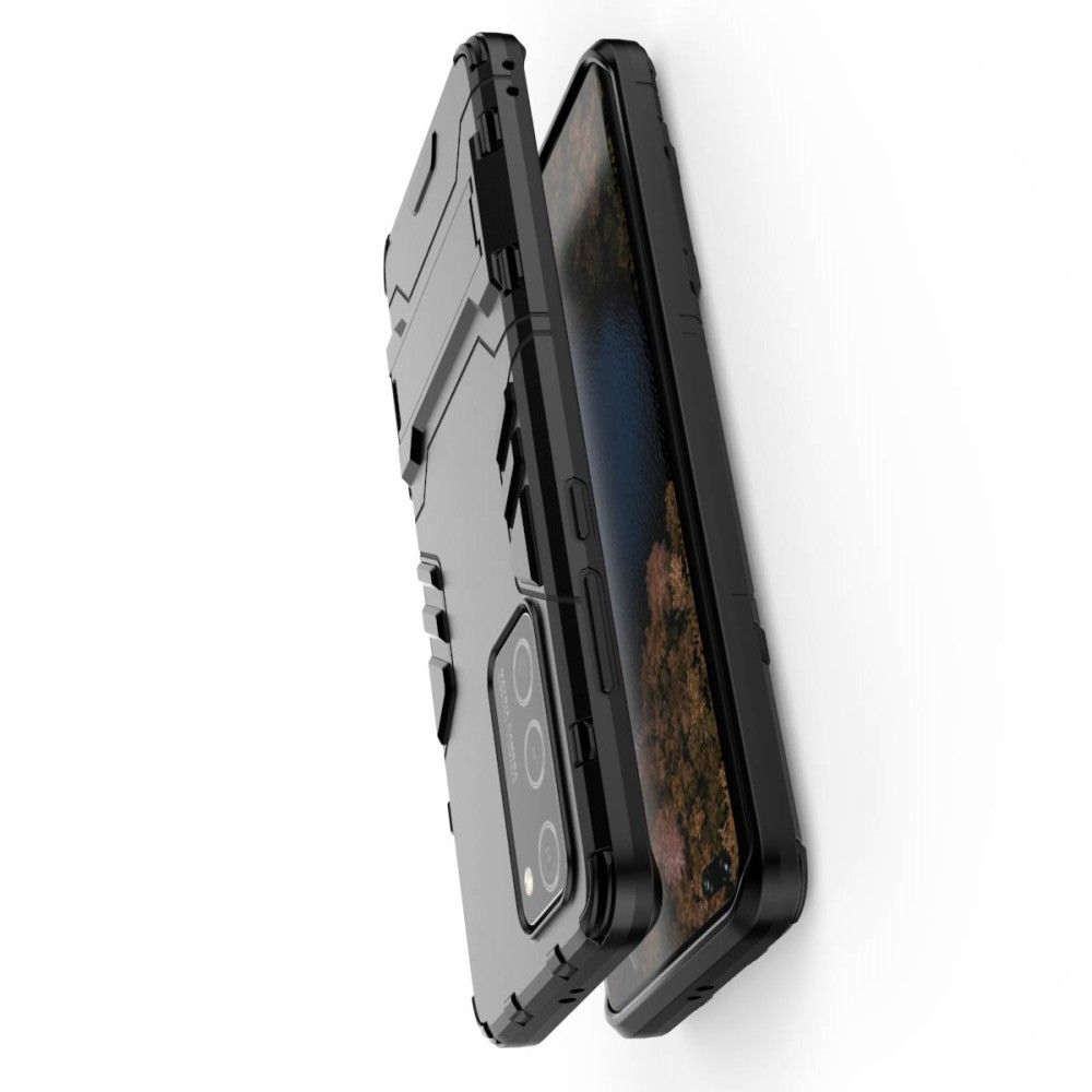 Защитный усиленный гибридный чехол противоударный с подставкой для Huawei P40 Pro Черный