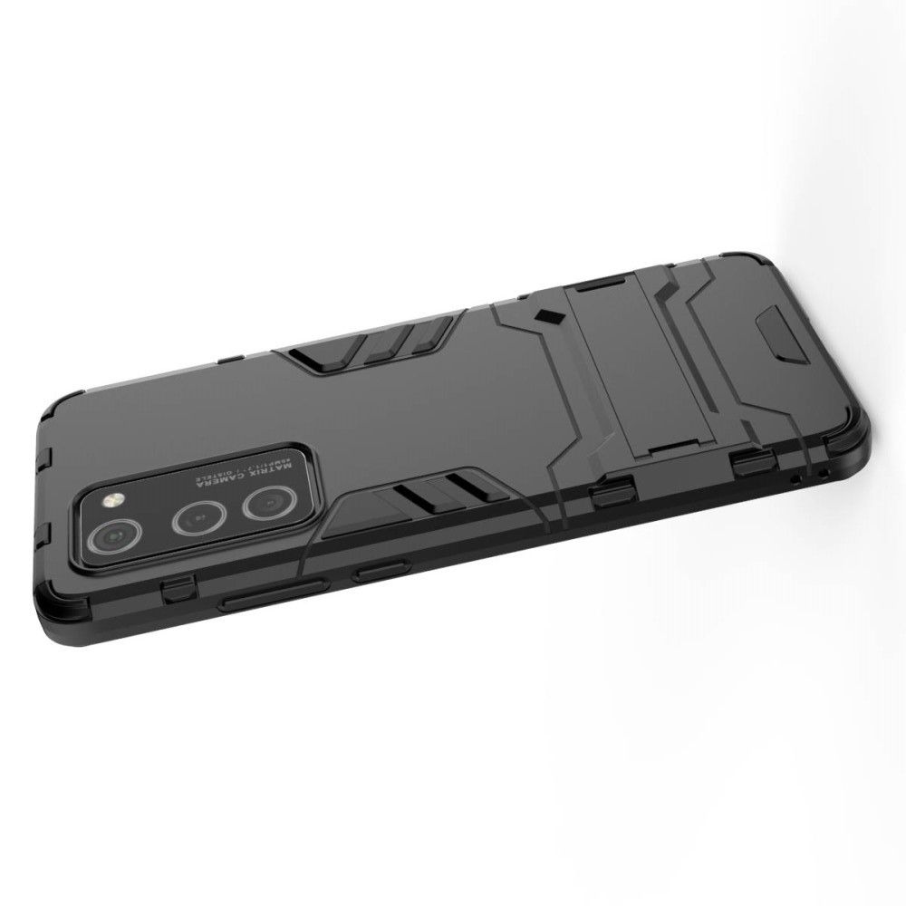 Защитный усиленный гибридный чехол противоударный с подставкой для Huawei P40 Pro Черный