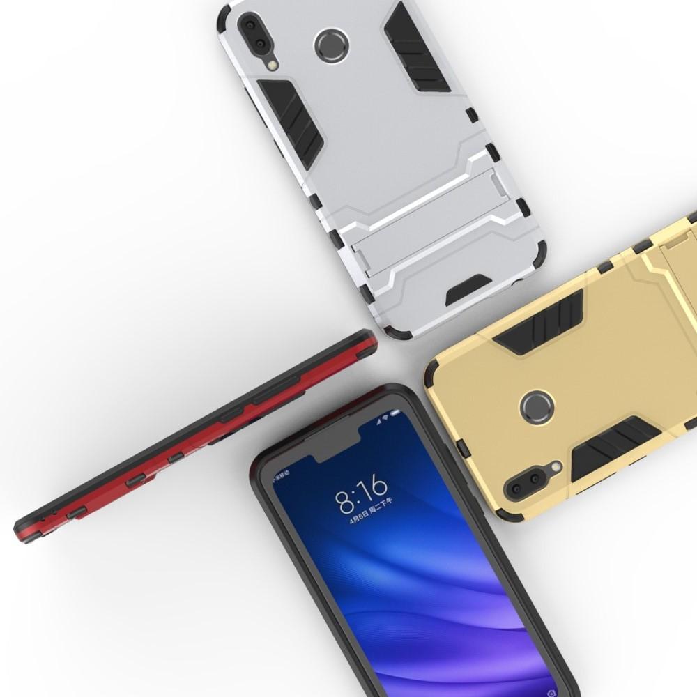 Защитный усиленный гибридный чехол противоударный с подставкой для Huawei Y9 2019 Золотой