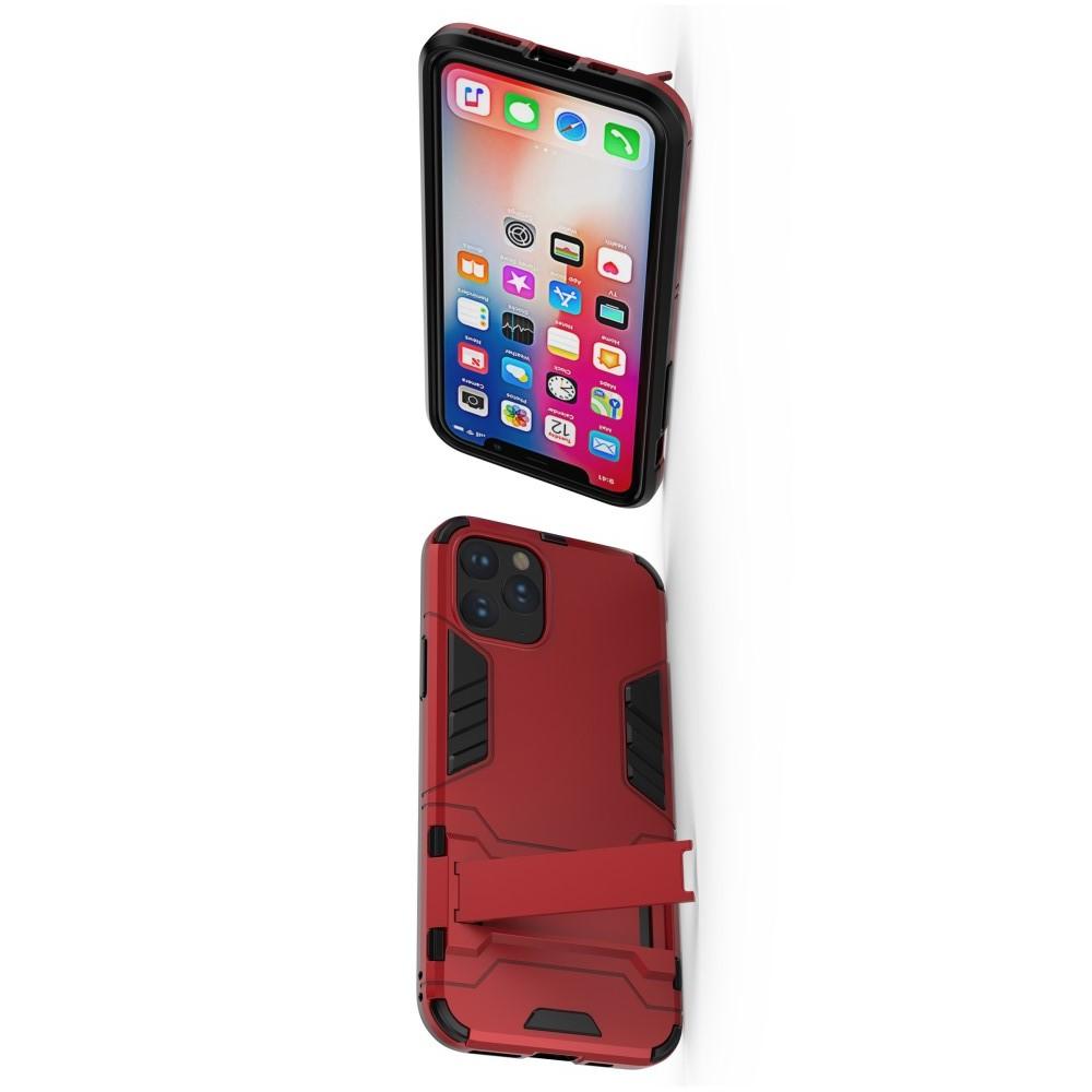 Защитный усиленный гибридный чехол противоударный с подставкой для iPhone 11 Красный