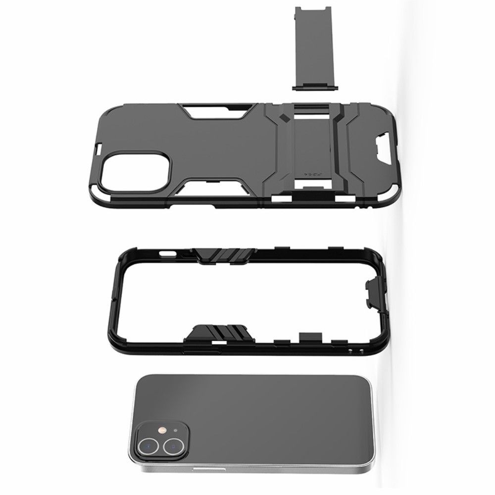 Защитный усиленный гибридный чехол противоударный с подставкой для iPhone 12 mini Черный
