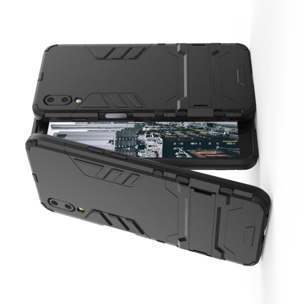 Защитный усиленный гибридный чехол противоударный с подставкой для Meizu E3 Черный