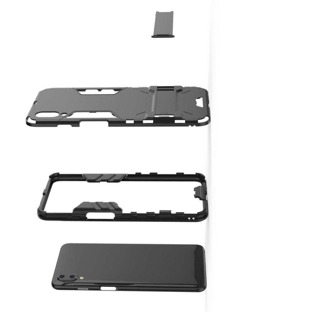 Защитный усиленный гибридный чехол противоударный с подставкой для Meizu E3 Черный