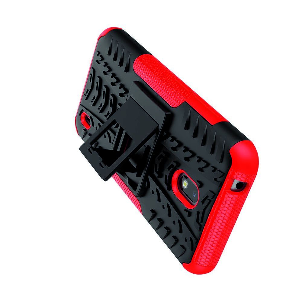 Защитный усиленный гибридный чехол противоударный с подставкой для Nokia 2.2 Красный
