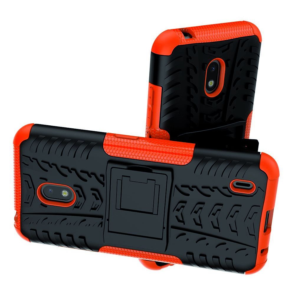 Защитный усиленный гибридный чехол противоударный с подставкой для Nokia 2.2 Оранжевый