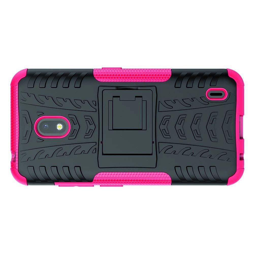 Защитный усиленный гибридный чехол противоударный с подставкой для Nokia 2.2 Светло Розовый