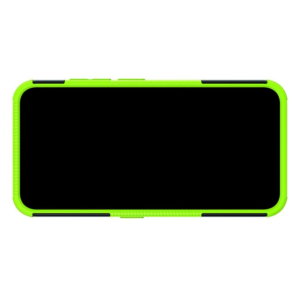 Защитный усиленный гибридный чехол противоударный с подставкой для Nokia 2.2 Зеленый