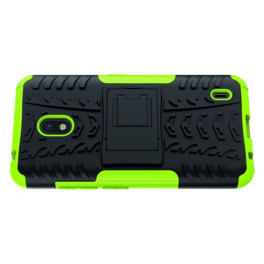 Защитный усиленный гибридный чехол противоударный с подставкой для Nokia 2.2 Зеленый